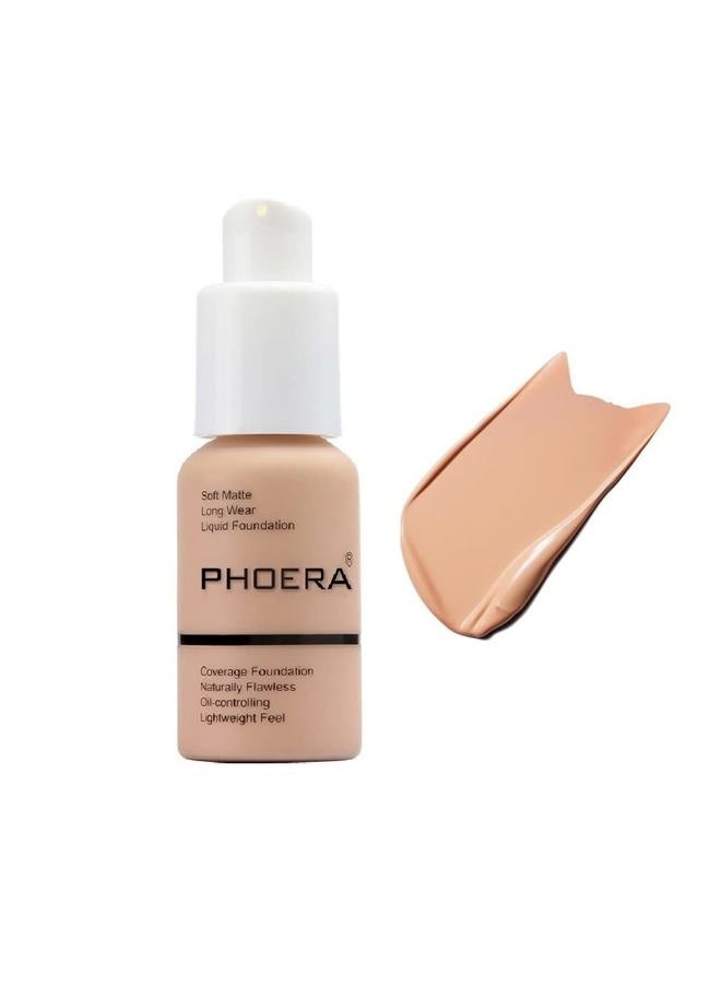 PHOERA Foundation, Flawless Soft Matte Liquid Foundation Makeup for Women. (103# Warm Peach)