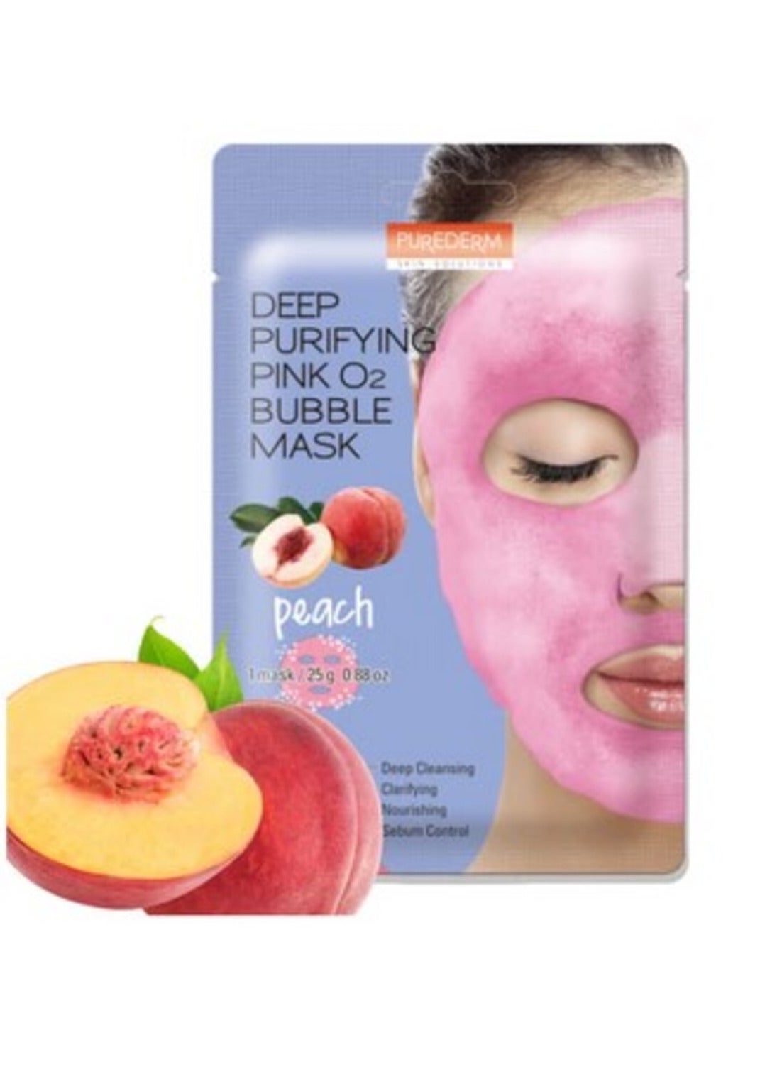 PUREDERM Deep Purifying Pink OZ Bubble Mask Peach