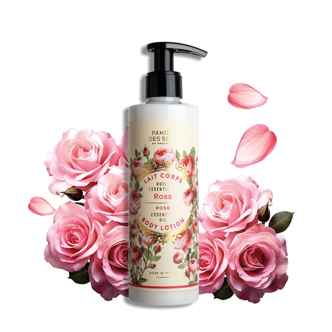 Panier des Sens â€“ Rose Hand & Body Lotion for Dry Skin - Hydrating Body Cream for Women - Nourishing Fluid Body Moisturizer Shea Butter & Olive Oil - 97% Natural Ingredients Body Care - 8.45 Floz