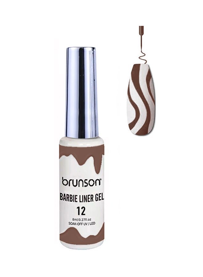 Gel Liner Nail Art Paint Polish, Brush In Bottle for Soak Off Painting Drawing designs BNAGK02-12