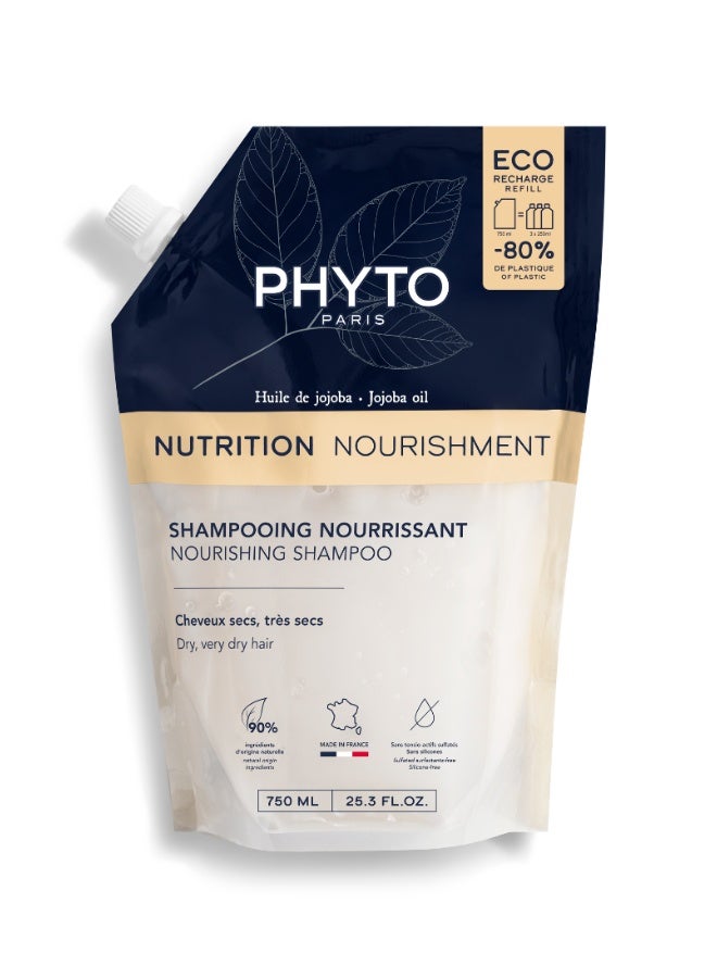 Phyto Nourishment Nourishing Shampoo Eco-Refill, Softening Shampoo for Dry & Very Dry Hair, Sulfate & Silicone-Free 750ml