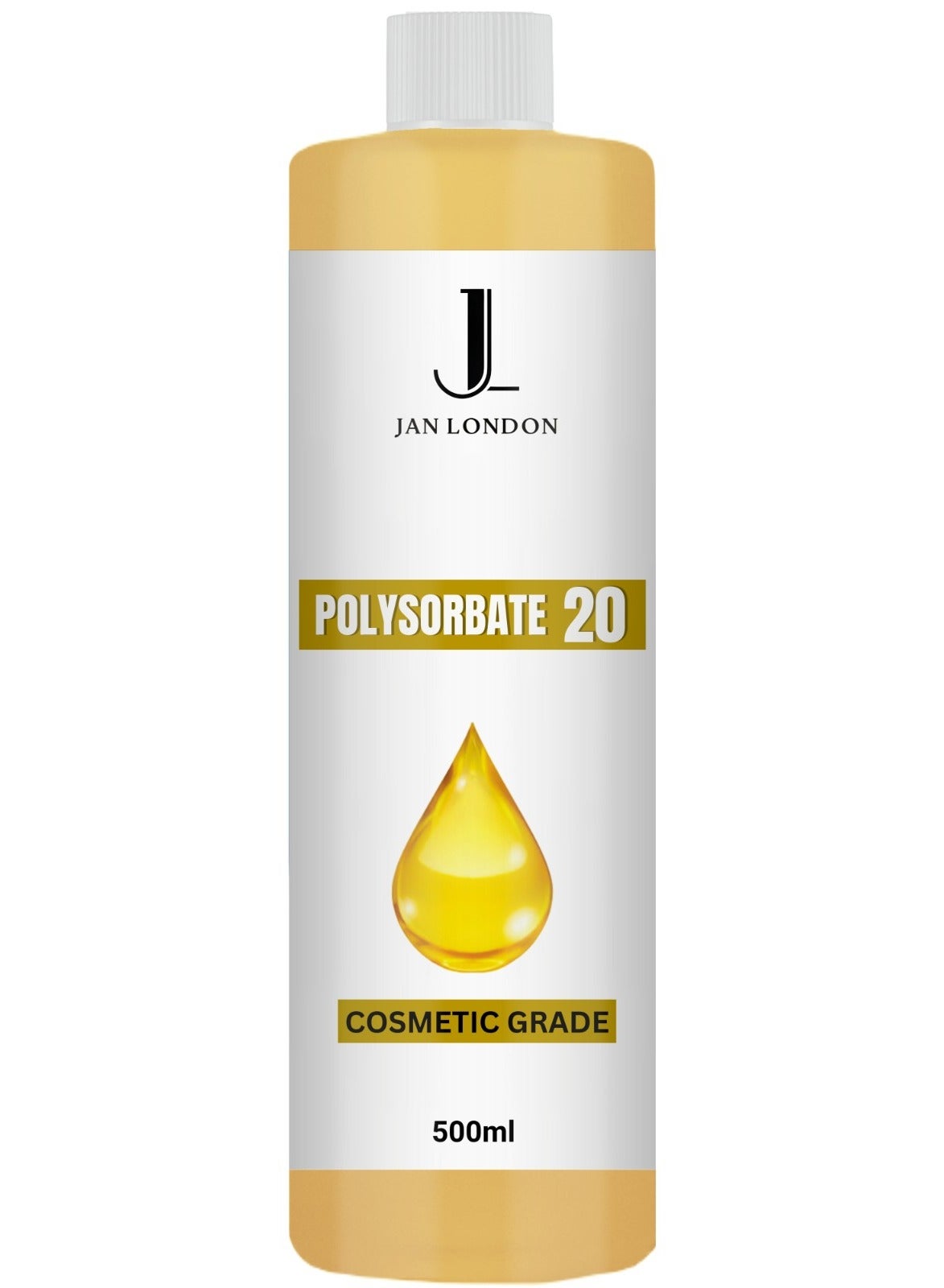 JAN LONDON Polysorbate 20 - High-Purity Cosmetic-Grade Emulsifier and Solubilizer for Professional Skincare, Haircare, and DIY Beauty Formulations 500ml