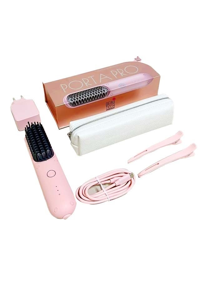 Multifunction Rechargeable Hair Straightening Brush With Integrated 3D Teeth Comb Fast Heat Temperature Settings And Anti-Burn Strong Battery Safe Lock Design Perfect For Professional Home Salon