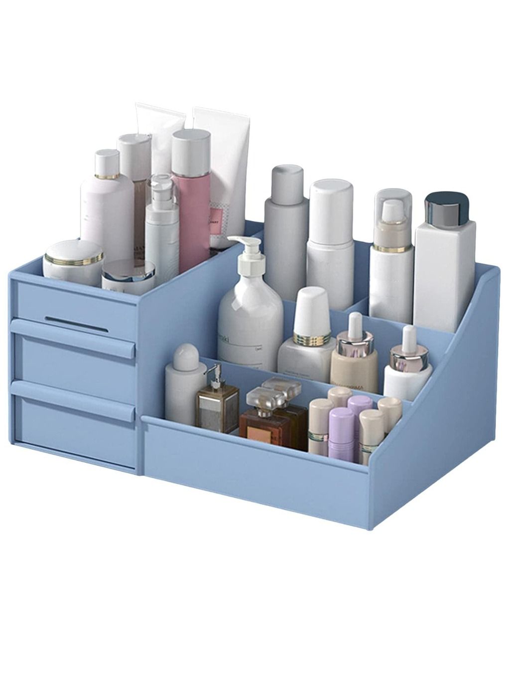 Makeup Desk Cosmetic Organizer With Drawers Blue 28x13x18cm