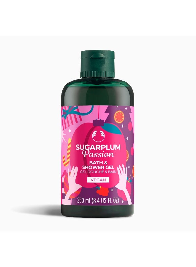 Sugarplum Passion Bath And Shower Gel – Sweet Fruity Cleanser With Gentle Foam, Skin-Softening Formula And Festive Plum Notes (250 Ml)
