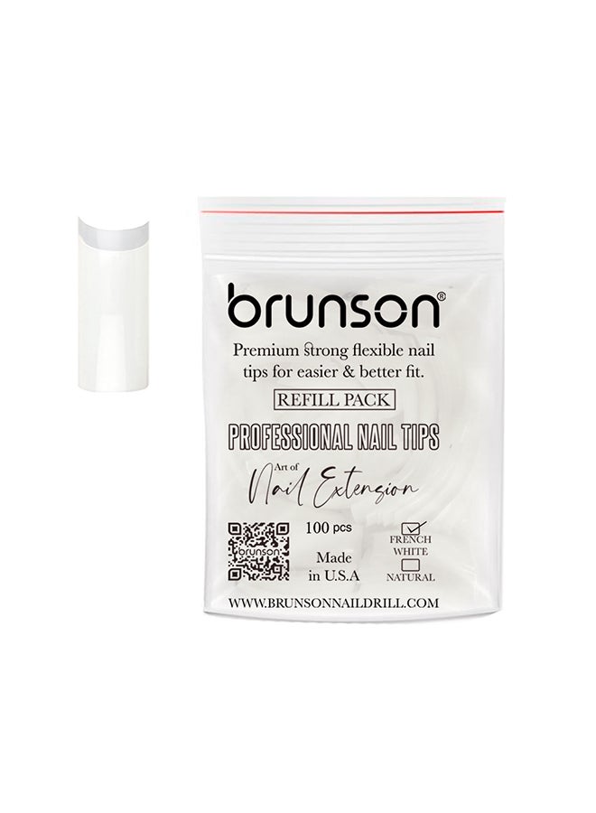 False Nail Tips False Classic French White Professional Refill Pack 100 Pieces - Size 1, CLFCN1