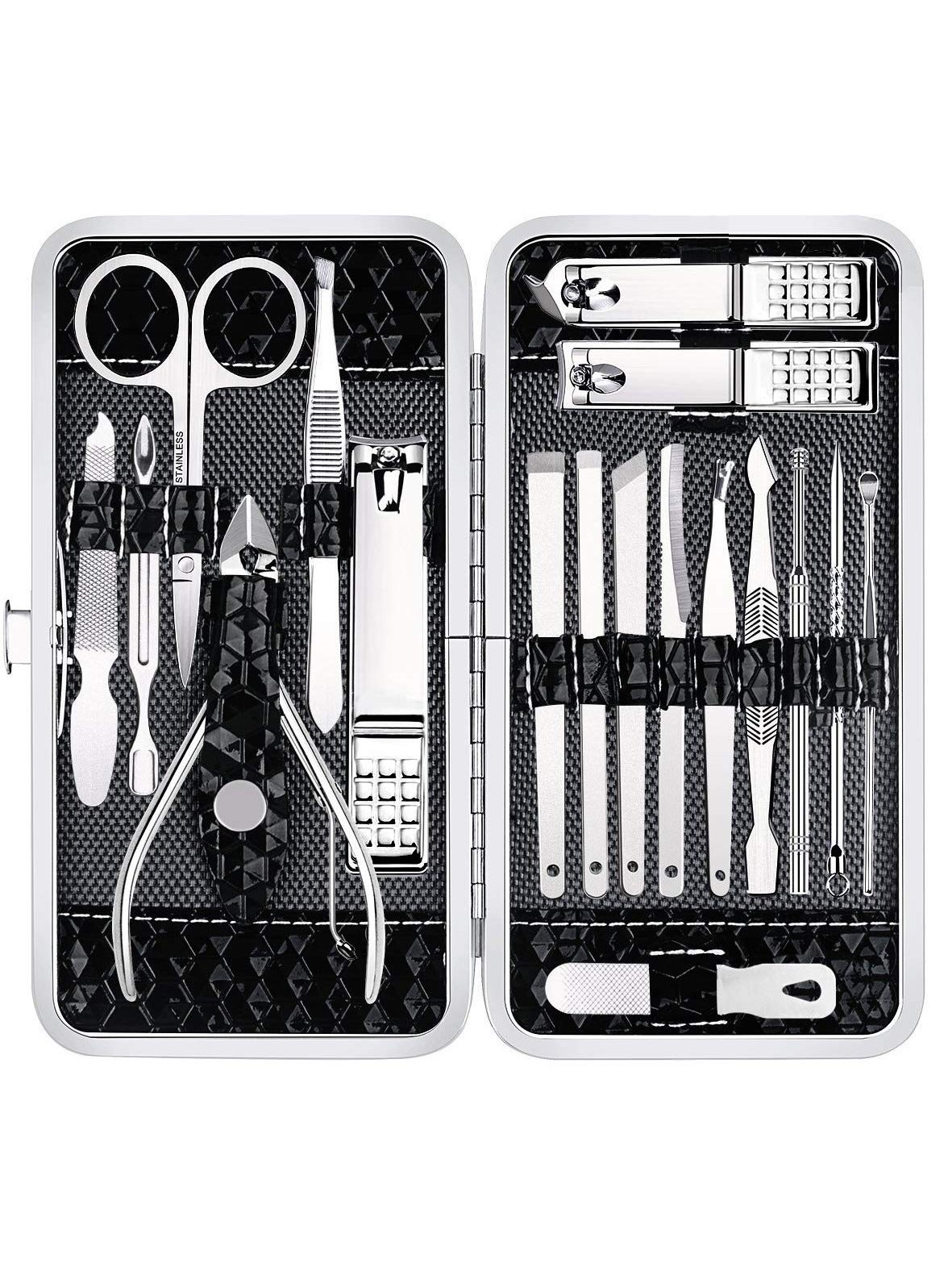 Nail Clippers Set Fingernail and Toenail Clipper Cutters Men's Accessories,Manicure Pedicure Kit Professional Grooming Kits,Nail Care Tools with Travel Case Stocking Stuffers Gifts for Men Women