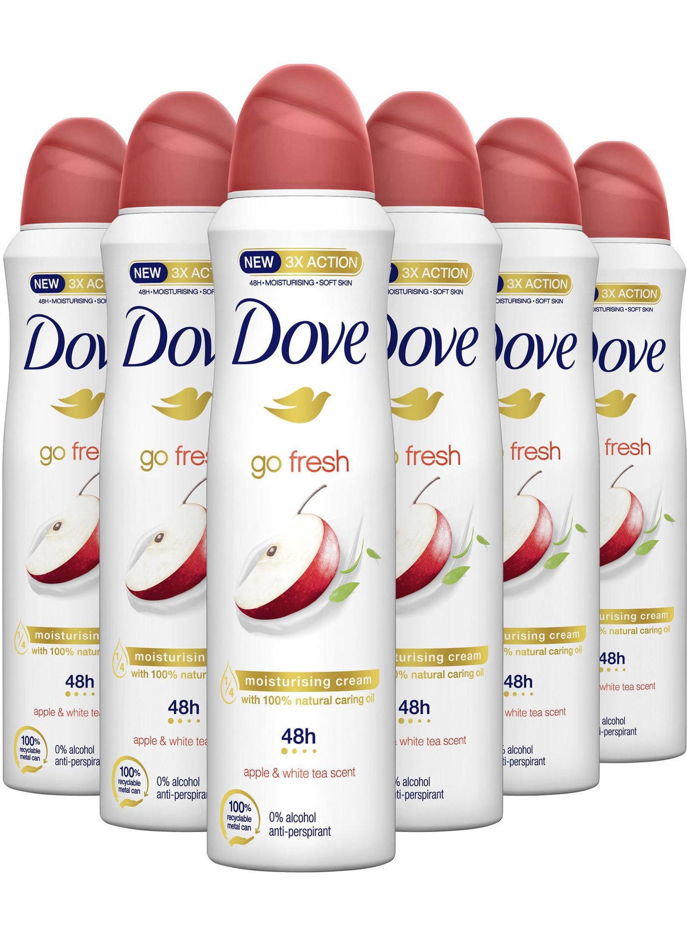 Go Fresh Apple White Tea, Women's Deodorant 6 x 250ml Aerosol Spray