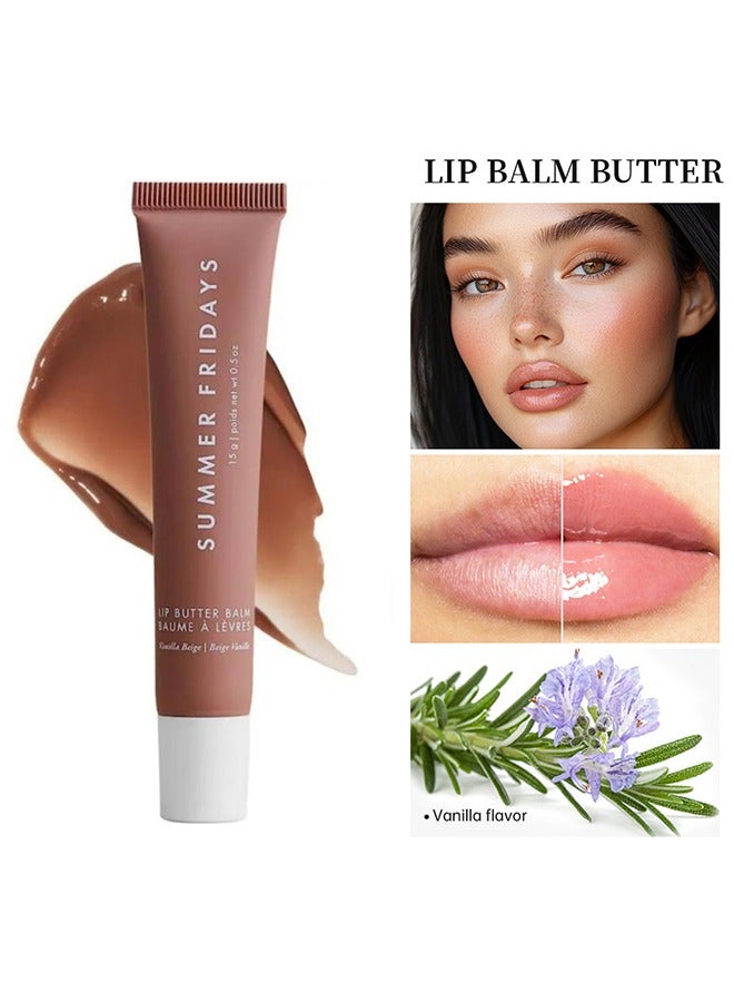 Lip Butter Balm - Conditioning Lip Mask and Lip Balm for Instant Moisture, Shine and Hydration - Sheer-Tinted, Soothing Lip Care  #Vanilla Beige