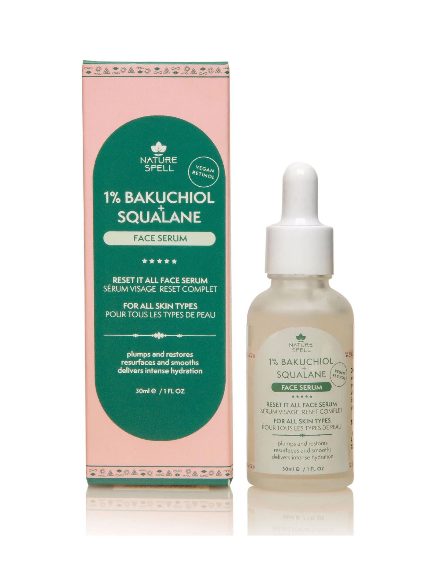 Nature Spell 1% Bakuchiol & Squalane Face Serum 30ml – Hydrates & Reduces Wrinkles