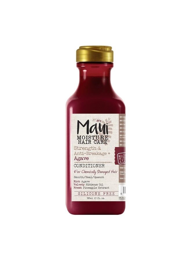 OGX, Maui Moisture Strength AntiBreakage + Moisturizing Agave Conditioner for Color Treated or Chemically Damaged Hair Vegan Silicone ParabenFree SulfateFree Surfactants, hibiscus, 13 Fl Oz