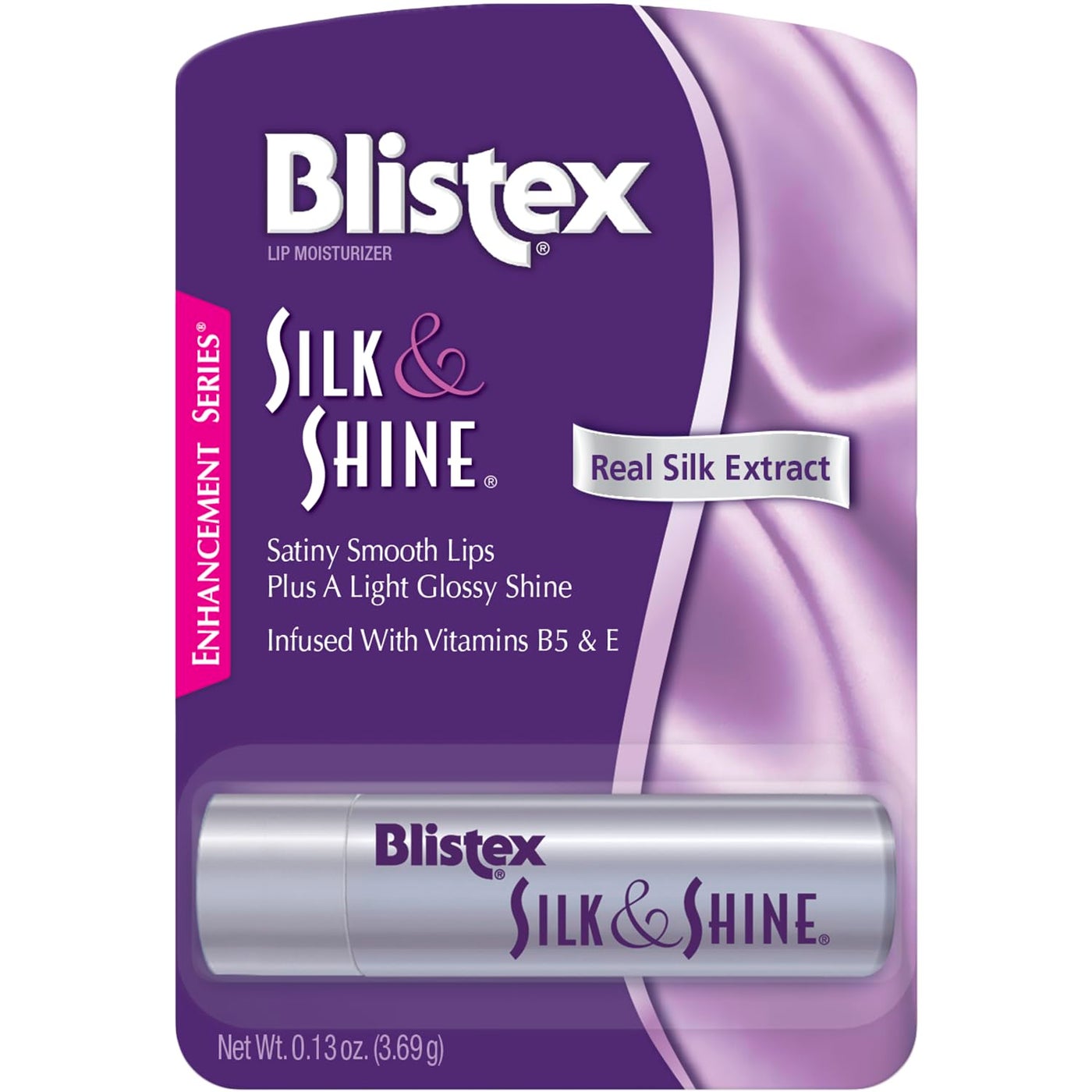 Blistex Silk & Shine Lip Moisturizer â€“ Enhancement Series, Real Silk Extract, Infused with Vitamins B5 & E, 0.13 oz (3.69 g)
