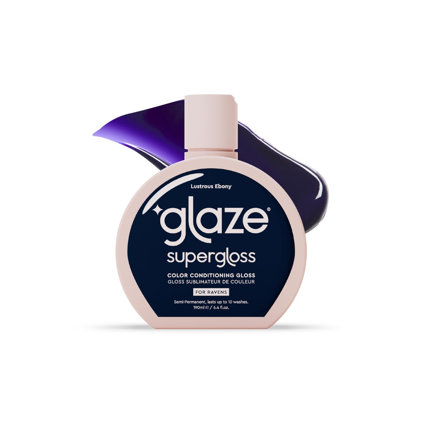 Glaze Supergloss Color Conditioning Gloss With Dispensing Pump â€“ Hydrating Semi-Permanent Color Hair Gloss & Shine Boost â€“ Vegan, Cruelty-Free â€“ 6.4 fl oz - Lustrous Ebony - Blue Black