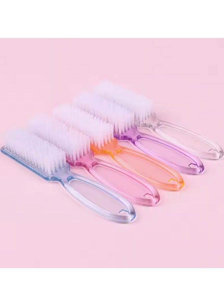 4Pcs Transparent Nail Brush Cleaning Brushes Plastic Handle Grip Multifunctional Brush Cleaner Scrubbing Pedicure For Manicure