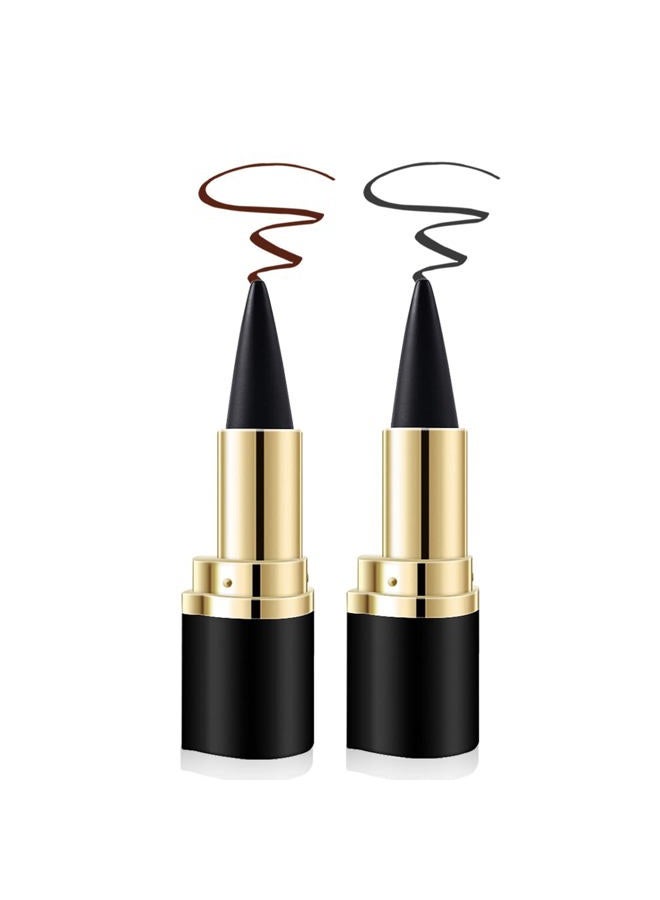 2 Colors Gel Eyeliner Set,Quick-Dry Cream Eyeliner Waterproof and Smudge Proof Eye-liner Pencil Long-Lasting Matte Black Eyeliner Stick for Women Girls (04 Black+03 Brown)