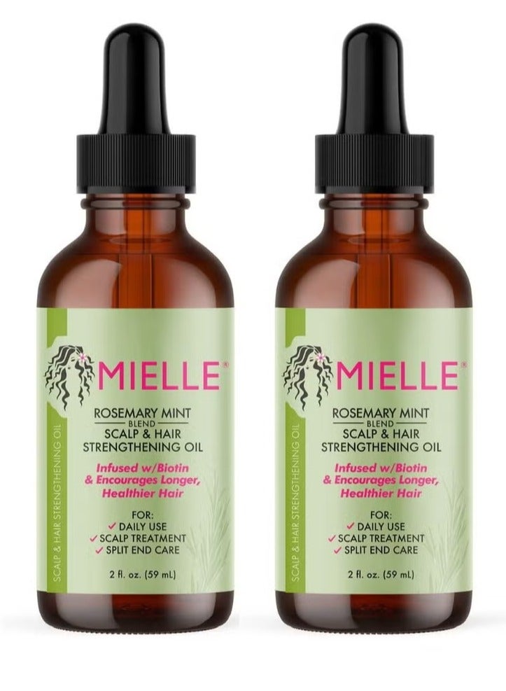Rosemary Mint Scalp & Hair Strengthening Oil Infused W/Biotin & Encourages Growth 59ml Pack of 2