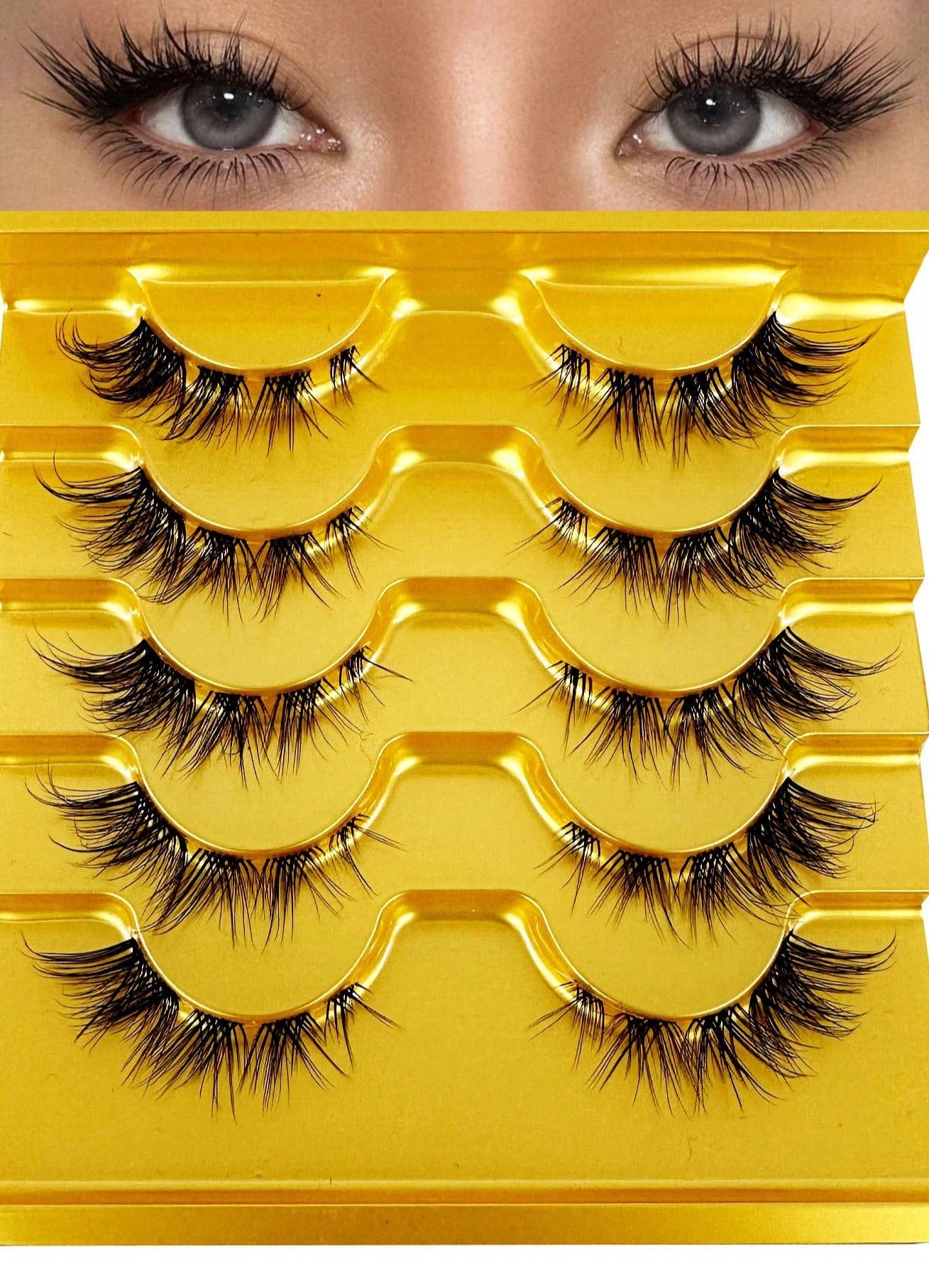 （5 Pairs ）Fluffy  False Eyelashes，Soft Curly  False Lashes，Reusable Natural Fashion  False Waterproof Eyelashes with 3D Effect for Make up