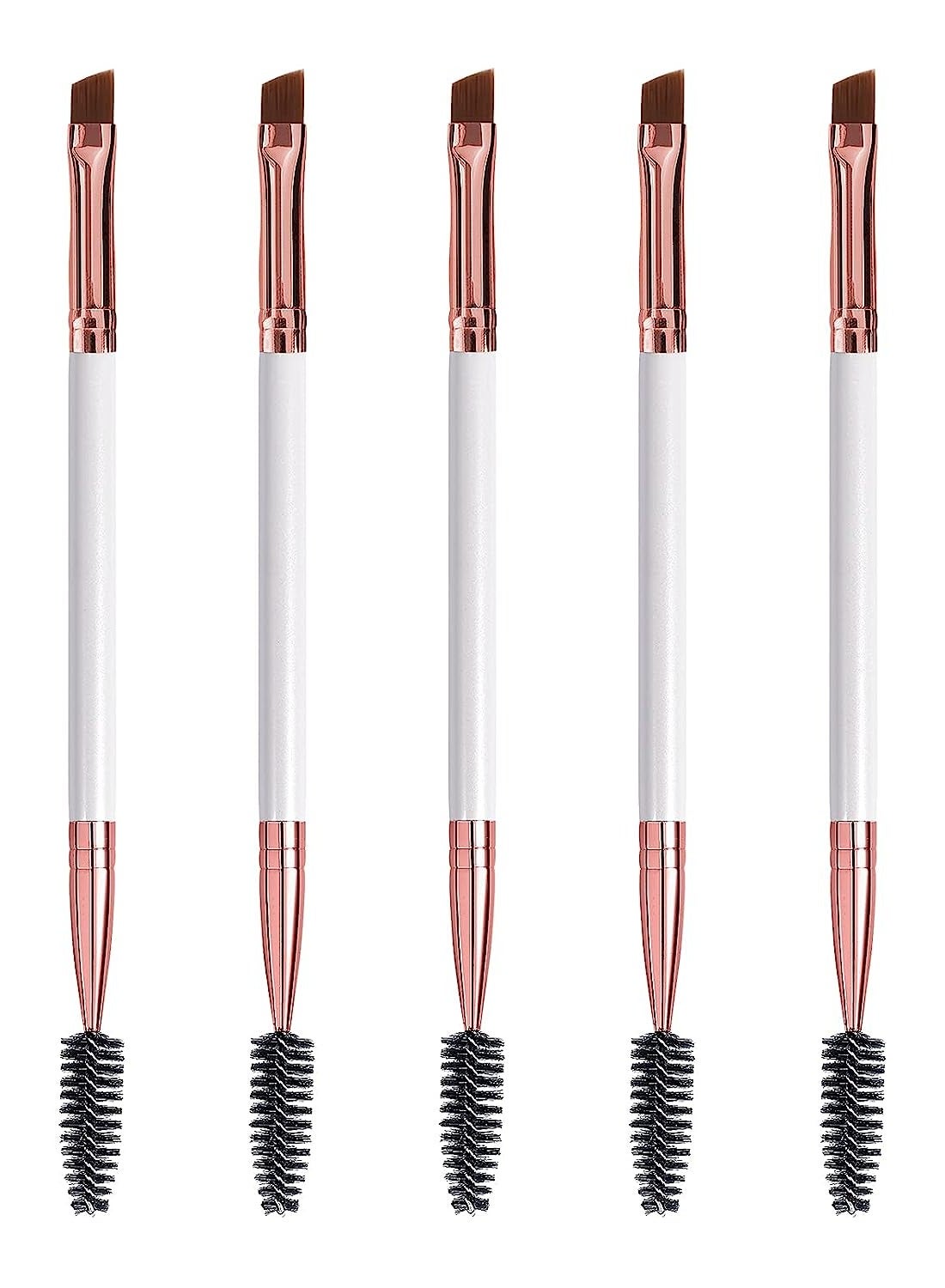 Duo Eyebrow Brush, Spoolie Brush and Angled Brow Brush Eyelash Brush for Eye Makeup 5pcs,