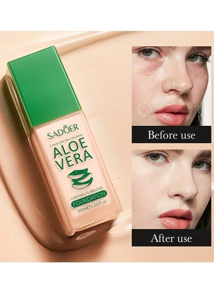 Aloe Vera Long-lasting Flawless Liquid Foundation, Long-lasting, Non-stick Makeup, Non-stick Concealer Liquid Foundation Nature color