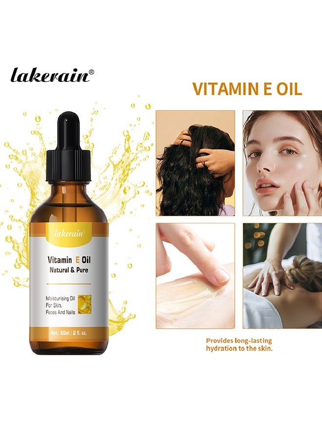 Vitamin E Oil Natural & Pure Moisturising Oil For Skin，Faces And Nails，Repair Dry Damaged Skin Smooth Even Skin Tone Moisturizing Antioxidant and Soothing Vitamin E Oils for Face Hair Body Skin and Nails Natural Pure Hydrating Oil