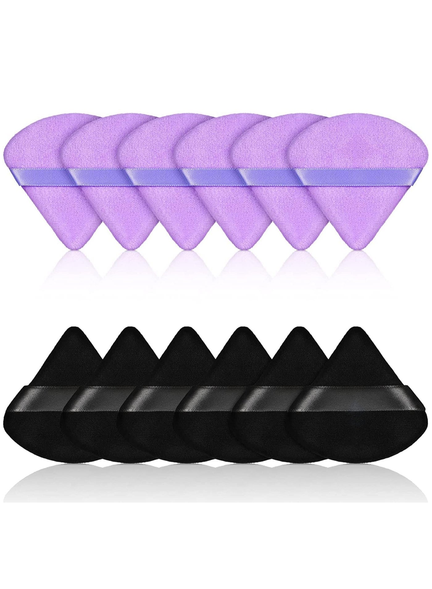 Pure Cotton Powder Puff Made of Cotton Velour for Contouring Under Eyes and Corners with Strap 5pcs Black and 5pcs Purple