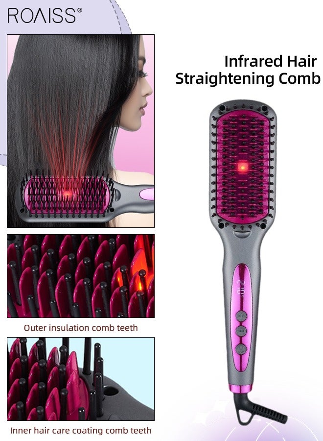 Infrared Hair Care Straightening Comb, 6-speed Temperature Adjustment, 360°C Anti-tangle Rotating Tail Line, Fast Heating and Long-lasting Styling, Suitable for All Hair Types