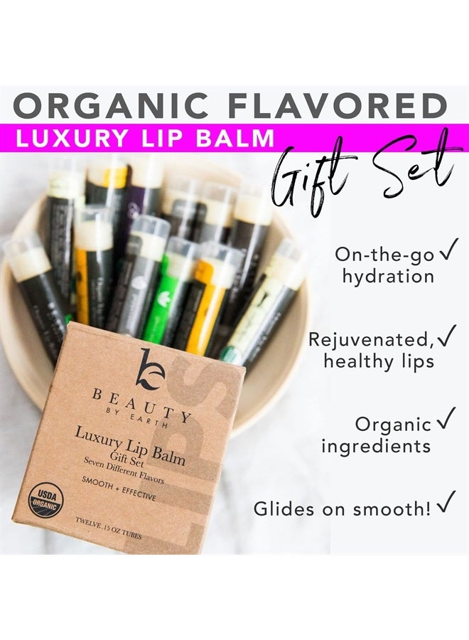 Natural Lip Balm Chapstick Pack - 12 Chap Stick Organic Lip Balm Set for Lip Healing and Repair - Natural Chapstick Hydrating Lip Balm for Dry Cracked Lips Flavored Lip Balm