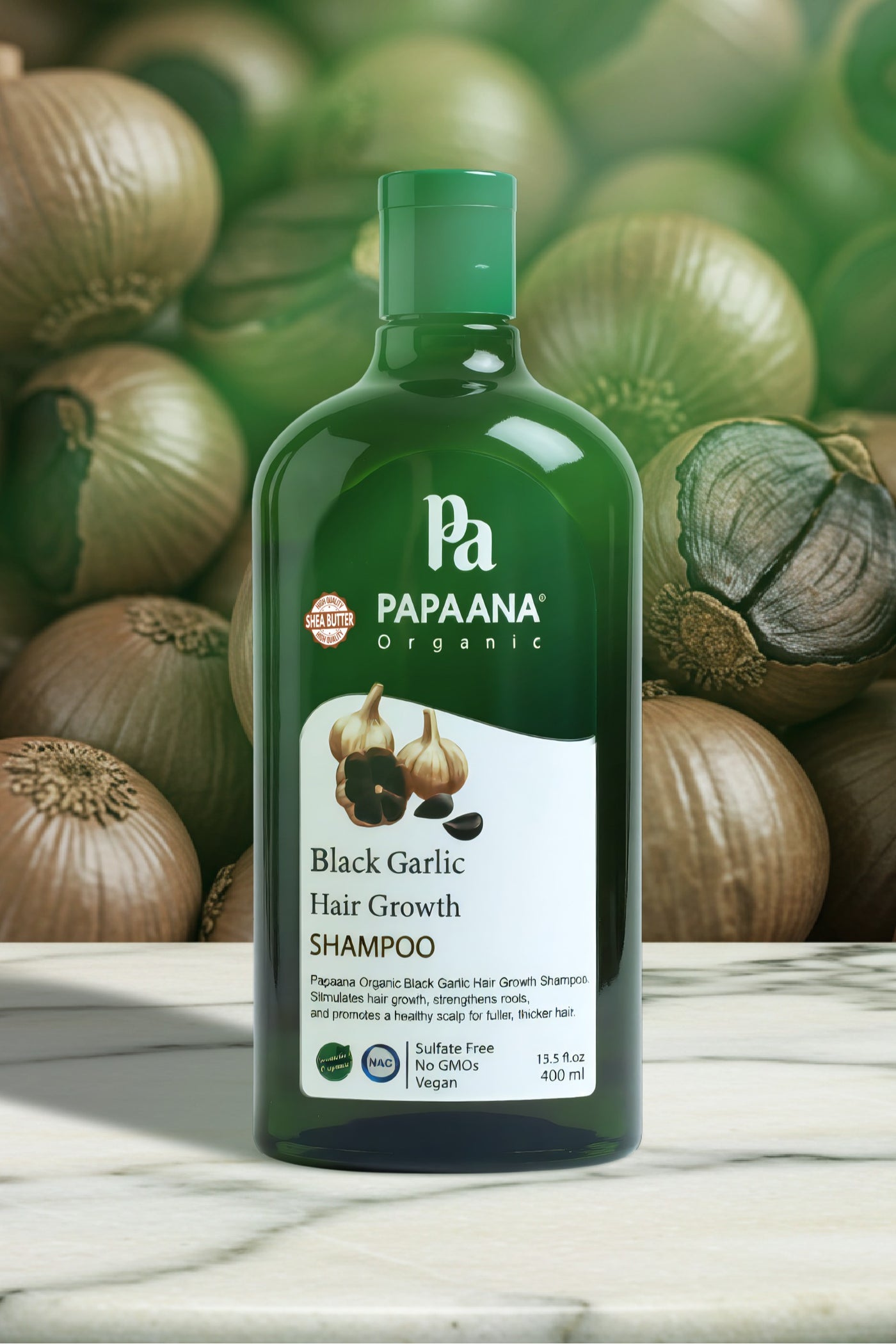 Black Garlic Hair Growth Shampoo with Shea Butter – 400ml, Nourishing Shampoo for Hair Growth