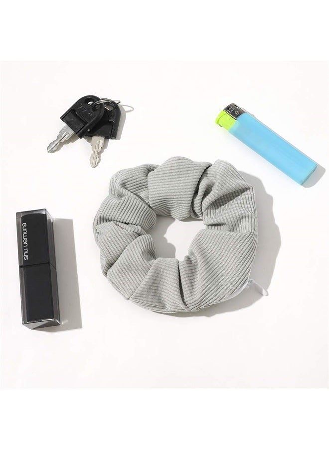 Pocket Scrunchies Hair Ties with Hidden Zipper Stash Scrunchy Ponytail Holder