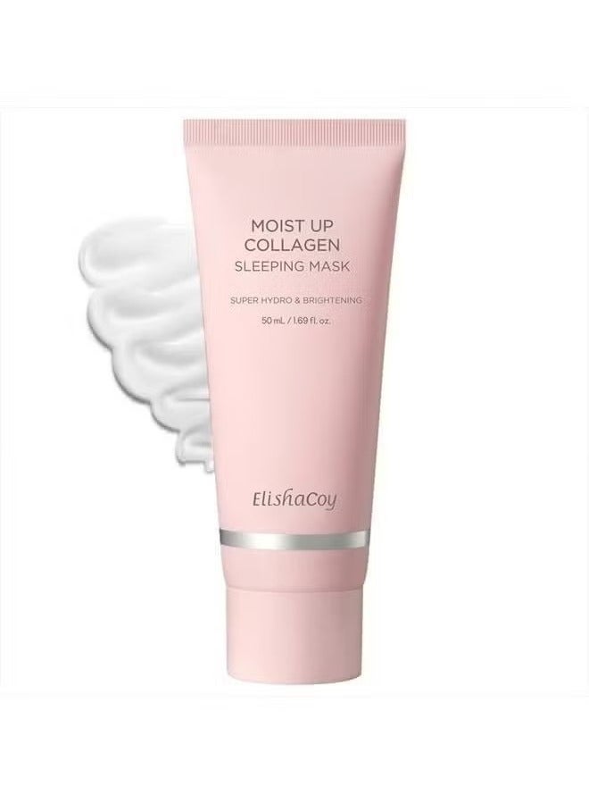 Moist Up Collagen Sleeping Face Mask Skincare, Hydrating, brightening Sleep Mask for Overnight Face Cream with Vitamin E, Korean Face Masks for Skin care, Anti Aging Moisture 50ML, 1.69fl.oz