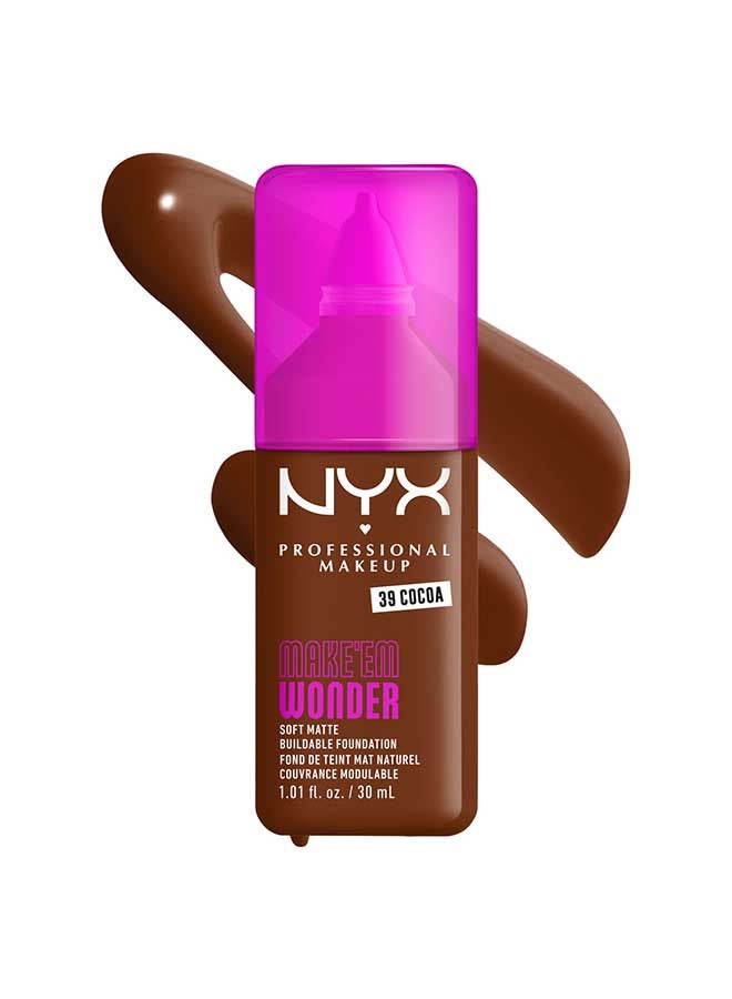 Make 'EM Wonder, 24H Soft Matte Foundation, Undetectable  Finish, Cocoa