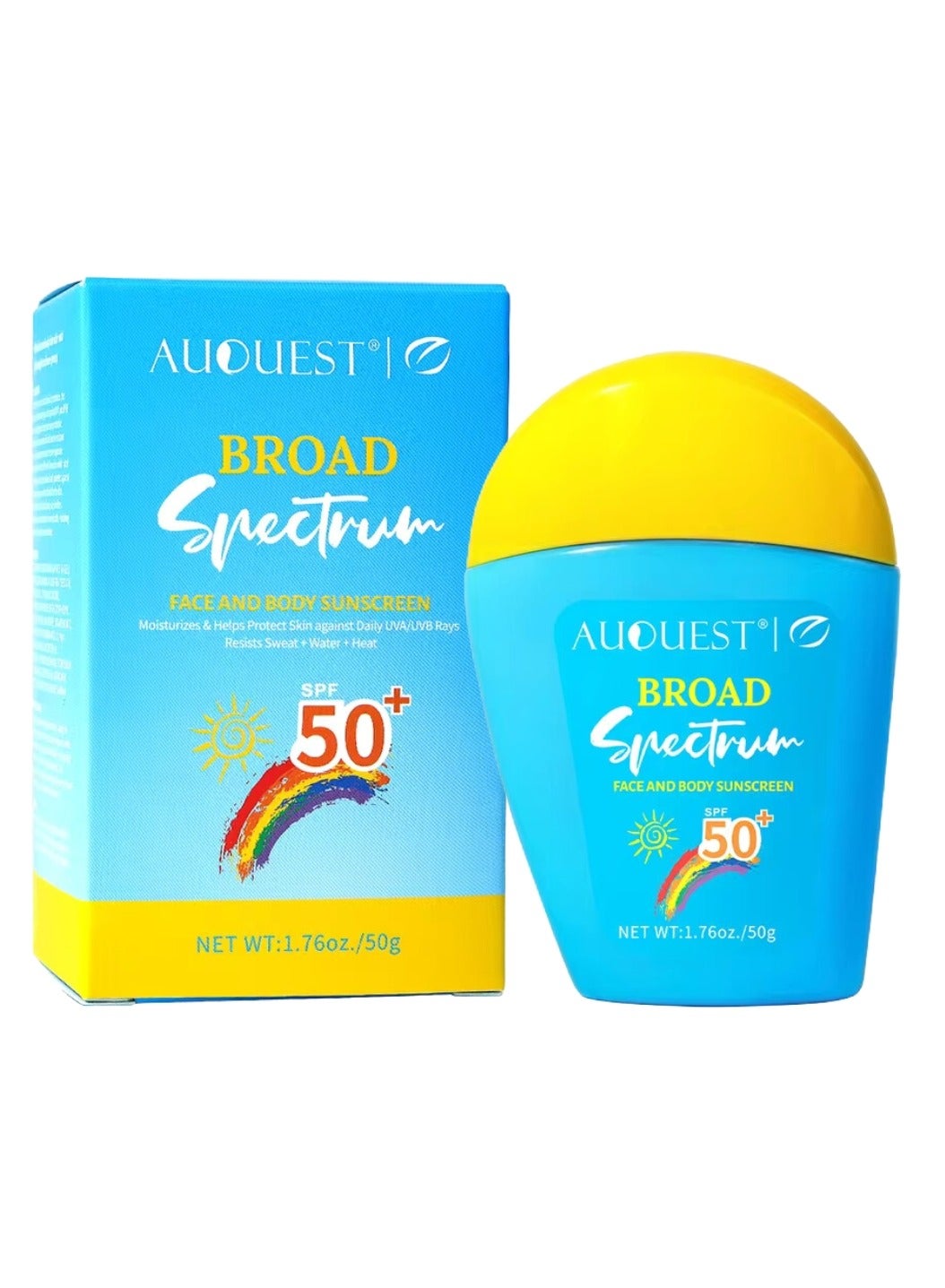 50g Sunscreen Cream for Face and Body SPF50+ Moisturizes and Helps Protect Skin Against Daily UVA UVB Rays Lightweight Water Sweat and Heat Resistant Broad Spectrum SPF 50 Sunscreen Cream
