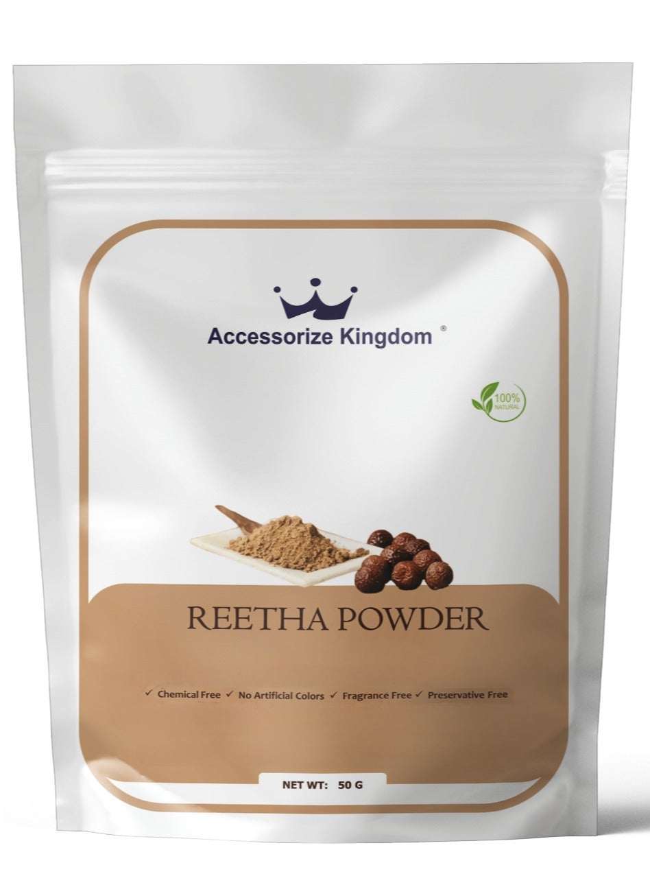 Reetha Powder (50gm) – 100% Natural & Pure | Suitable for Hair & Skin | Gently Cleanses Hair, Removes Dirt & Excess Oil | Strengthens Roots, Promotes Growth & Soothes Scalp