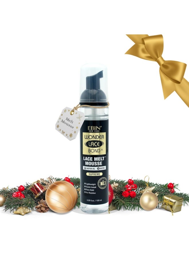 EBIN NEW YORK Wonder Lace Bond Melt Mousse 3.38oz/100ml- Extreme Firm Hold (Supreme) | Biotin + Castor Oil | No Residue, Long Lasting Formula with Protecting Edges, Gives Undetectable and Natural Look