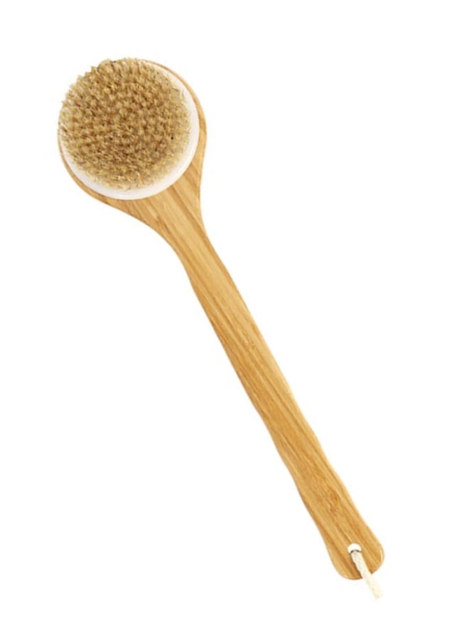 Massage Back Brush Bamboo Boar Bristle Dry Brush for Skin Long Handle Bath Brush Custom Exfoliating Body Brush for Shower