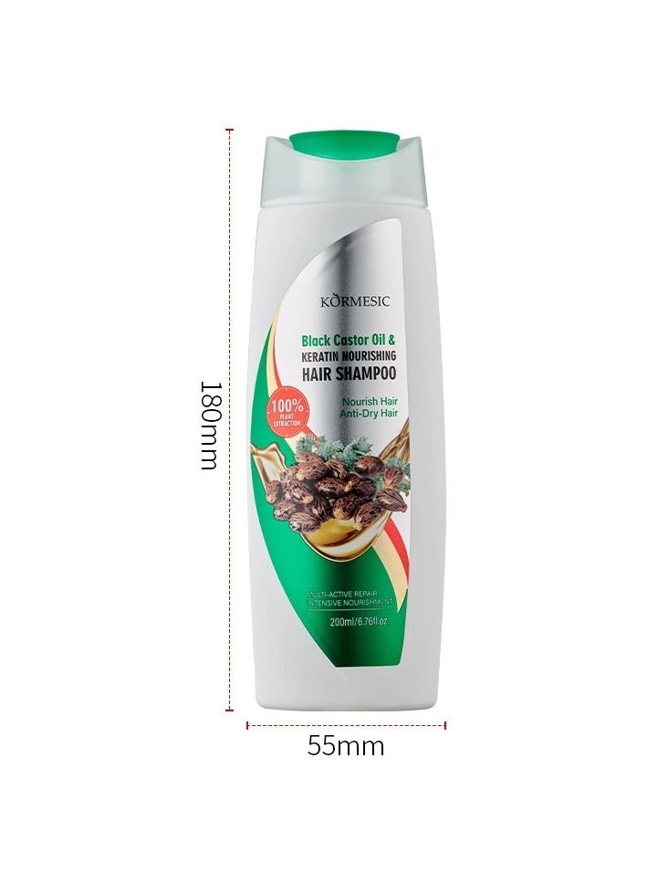 Black Castor Oil & Keratin Shampoo - 200ml Deep Cleansing Shampoo