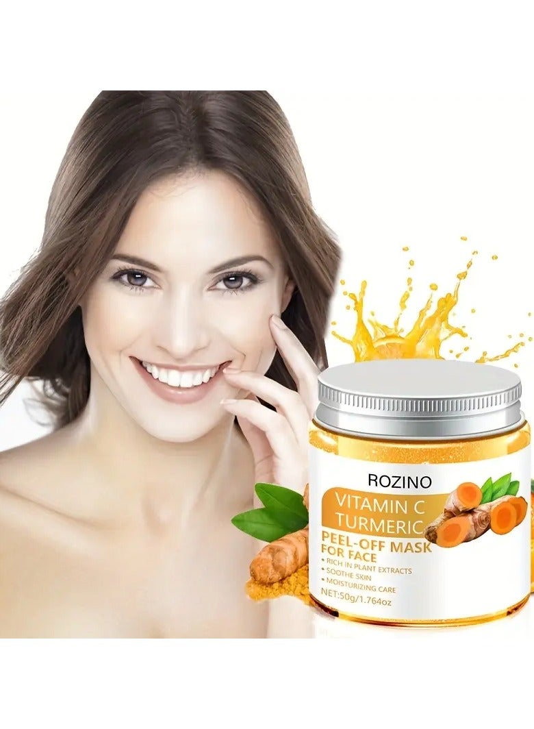 Vitamin C Turmeric Peel-Off Face Mask Gentle Exfoliating Facial Treatment with Honey, Hydrating & Soothing for All Skin Types