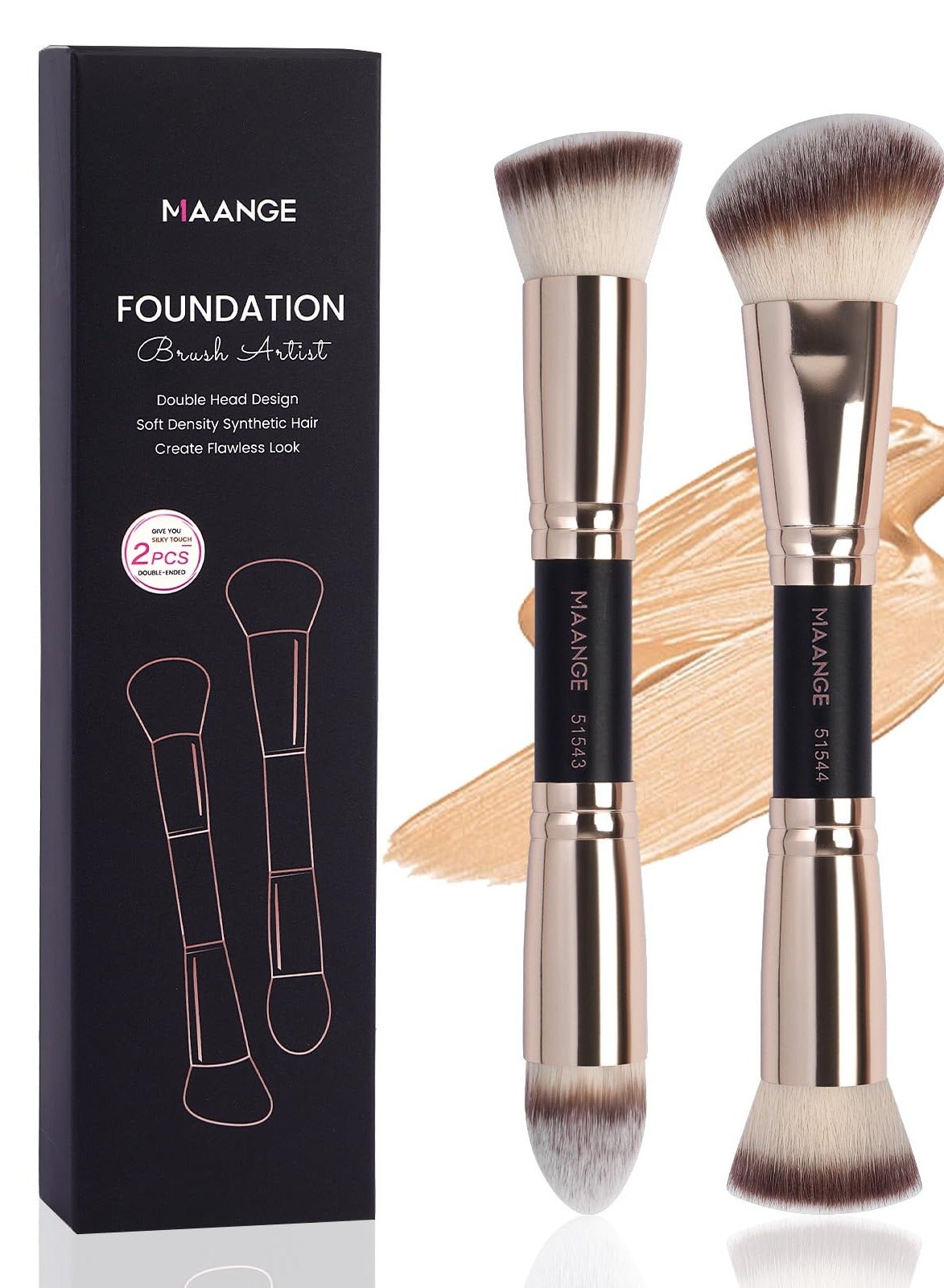 MAANGE Foundation Makeup Brushes, 2Pcs Premium Double-Ended Makeup Brush