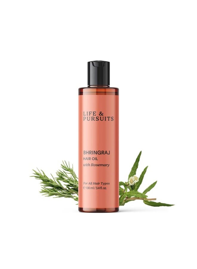 Bhringraj Hair Growth Oil 3.4 Fl Oz, Natural Ayurveda Scalp Therapy For Men & Women| Rosemary, Amla, Hibiscus, Tea Tree & Coconut| Reduces Itchiness & Dryness| Nourishes Damaged Hair