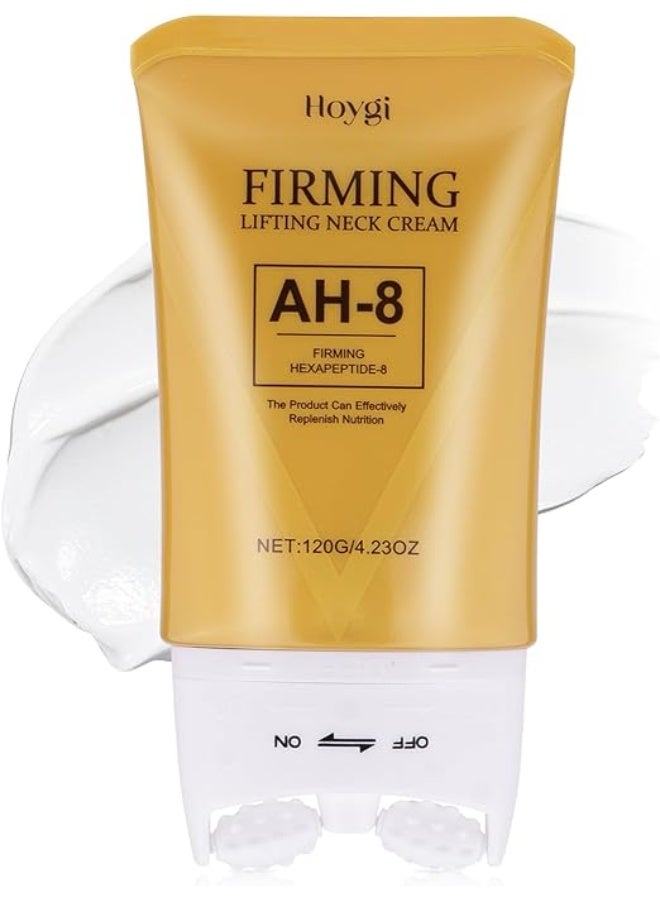 AH-8 Firming Neck Cream, 2-in-1 Guasha Neck Moisturizer with Roller Applicator, for Saggy Skin, Double Chin, Face Lifting