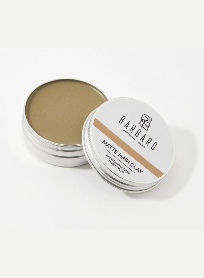 Barbaro Matte Hair Clay for Men, 60 g – Strong Hold Hair Styling Clay with Natural Bentonite, Matte Finish & Volume Boost – Best for Short & Medium Hair