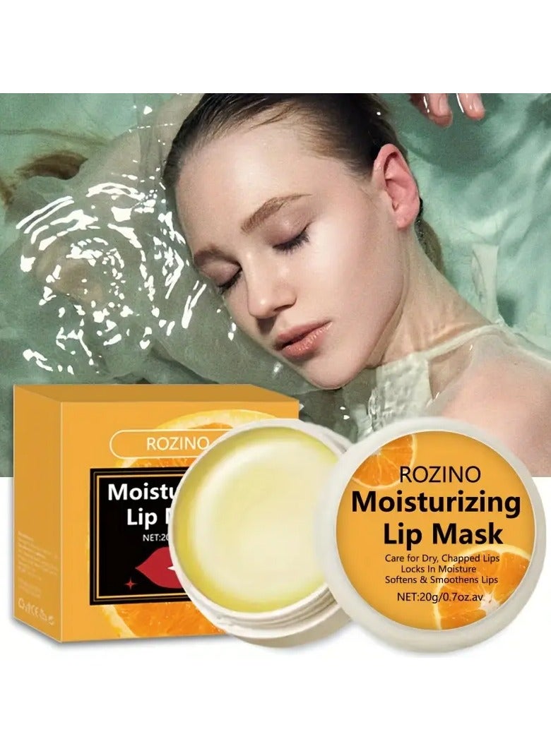 20g ROZINO Unisex-Adult Glossy Finish Lip Mask,  All Skin Types, Orange-Infused Moisturizing Lip Care for Soft, Smooth, and Nourished Lips