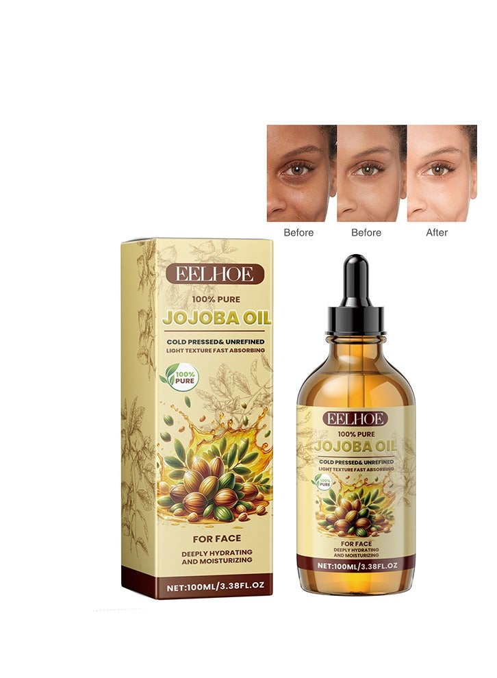 100% Pure Jojoba Oil - Organic Jojoba Oil Cold Pressed, 100% Pure World Natural Jojoba Oil Vegan for Skin, Nails, Hand, Body and Face,Women's Face Moisturizing, Brightening and Firming Care, Vitamin C Oil  100ml