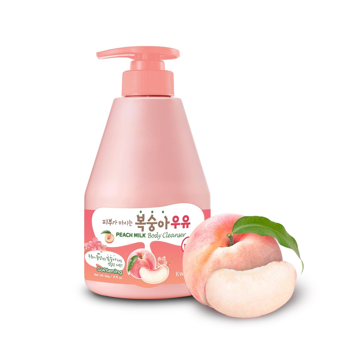 Kwailnara Peach Milk Body Wash â€“ Korean Body Wash with Peach Extract for Clear and Bright Skin 560 g / 19.75 oz.