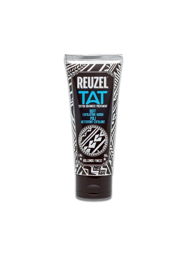 REUZEL Buff Exfoliating Wash, Gentle Tattoo Cleanser Scrub, Brightens, Smooths, Reveals Definition and Color, Non-Damaging, Vegan Formula, 3.38 oz