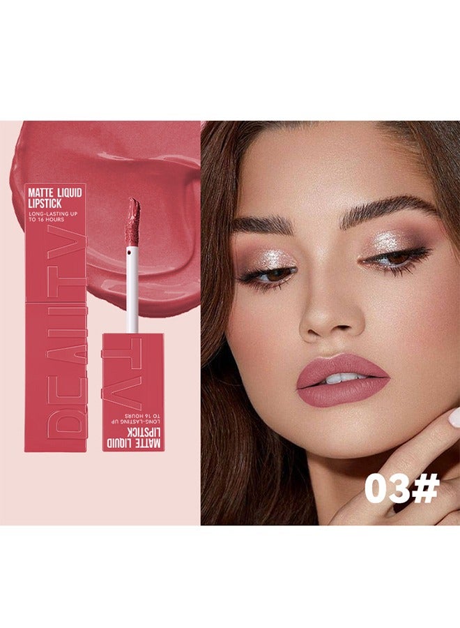 Matte Liquid Lipstick - Long Lasting Up To 16 Hours, New York Velvet Lip Gloss Lip Stain Can Let Your Lip Look Fuller(03#)
