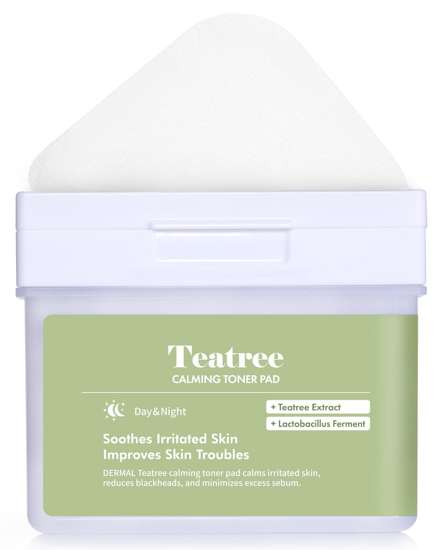 DERMAL Teatree Calming Toner Pad - Korean Toner Pad for Calming & Acne Improvement with Zinc PCA - Vegan Gauze Tencel Square Pads - High Capacity, 120 Sheets