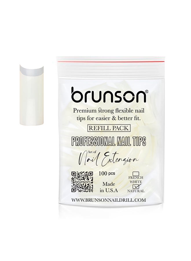 False Nail Tips False Classic French White Professional Refill Pack 100 Pieces - Size 3, CLFCW3