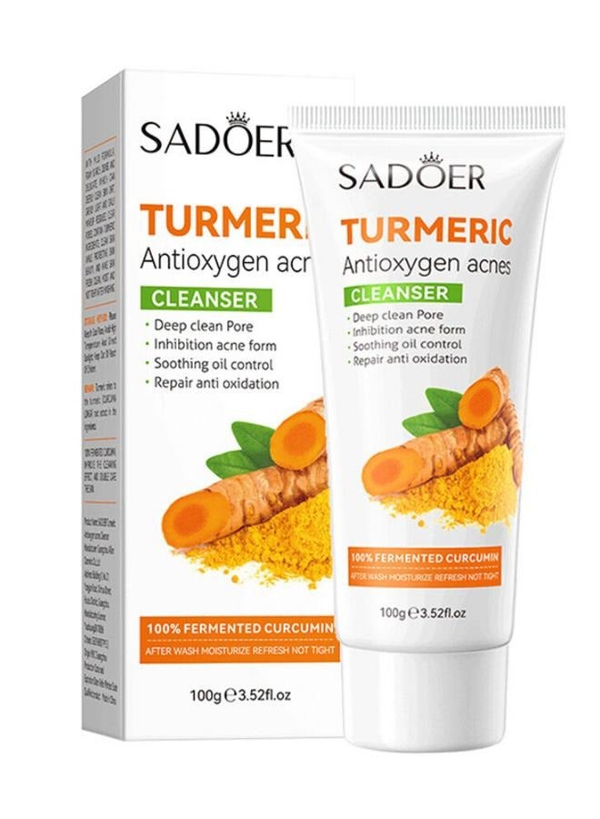 Turmeric Face Wash Cleanser Moisturize Whitening Oil Control Beauty Cleanser Removal Acne Foam Facial Cleanser Skin Care 100 g