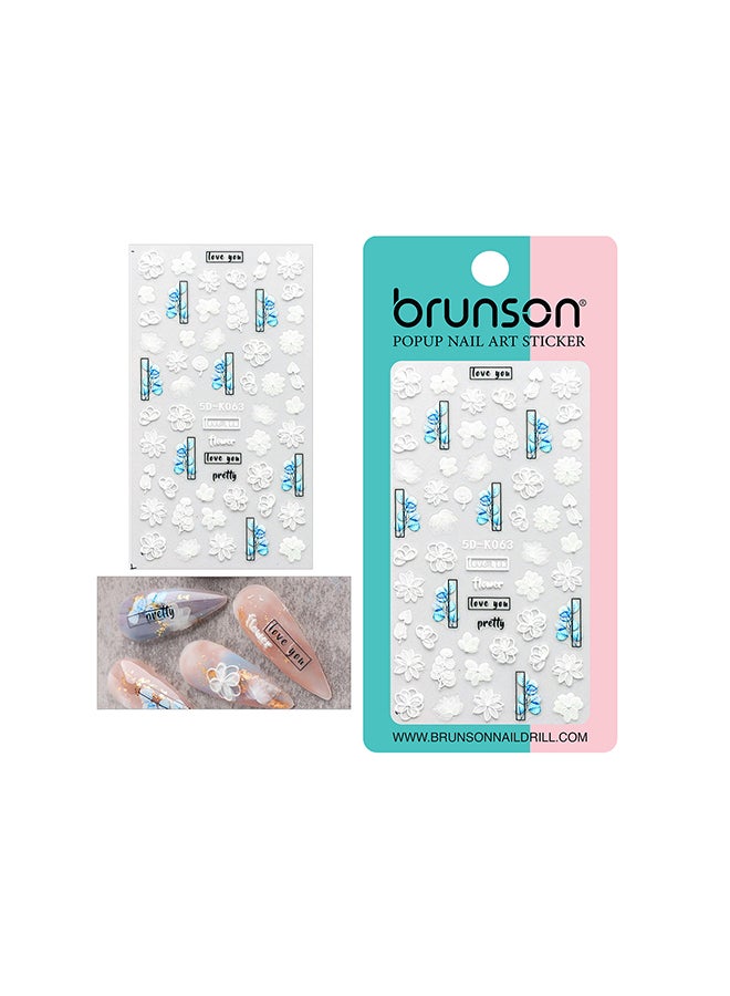 5D Flower Decals Exquisite Self Adhesive Nail Art Decoration Stickers 5D-k063